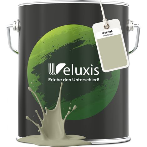 Pittura murale verde opaca per interni – Copertura classe 1, senza COV, senza primer, a bassa emissione – Soggiorno e camera da letto – 5 L – Veluxis (Gentle Lime)