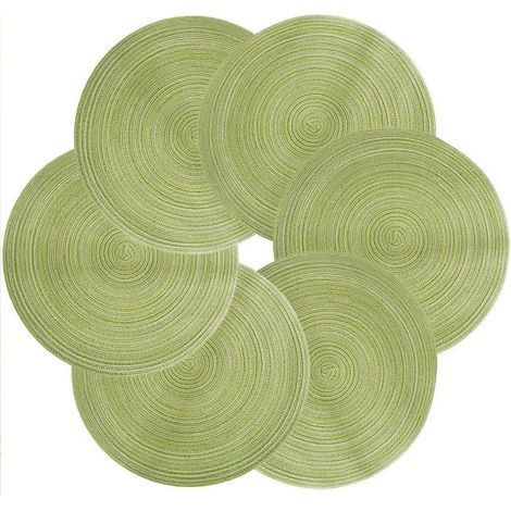 Ecleanfy - Lot de 6 sets de table ronds verts antidérapants, style nordique, adaptés aux tables de cuisine et aux salles à manger (38 cm). (1/5)