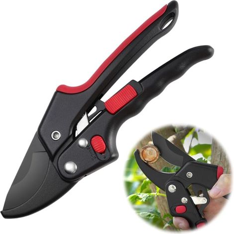 Sécateur à Cliquet, Lame SK5 Teflon, Coupe Précise et Ergonomique - Outil de Jardinage Professionnel