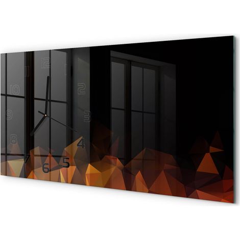 Horloge Murale Sans Tic-Tac 60x30 cm Verre Trempé Design Panoramique Abstraction (1/5)
