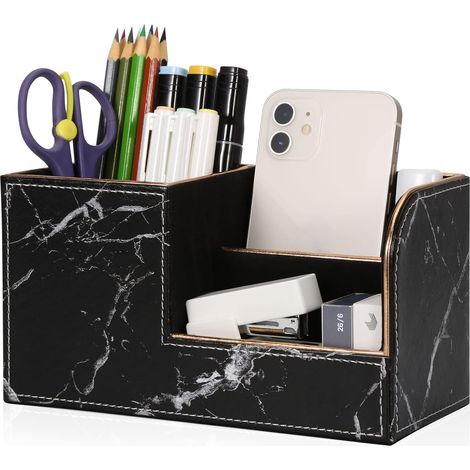 Porte-stylo de bureau - Organisateur de crayons de bureau, accessoires de bureau, fournitures de bureau, organisation, décoration (noir) (1/5)