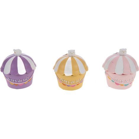 Boîte dents de lait pack 3 multicolore 6x7x6 cm (1/3)
