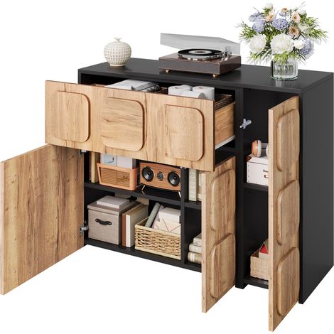 Credenza modulare 107,5x35x83,5 cm in legno naturale salvaspazio FloraGrace (1/5)