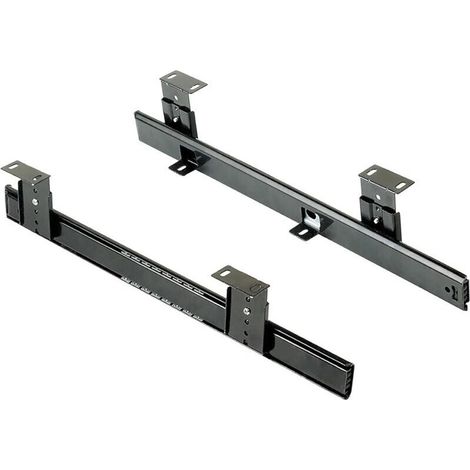 Kugelgelagerte Tastaturschubladenschiene – Verstellbar von 35 bis 575 mm – Schwarz verzinkter Stahl – 2er-Set fürs Büro (1/5)