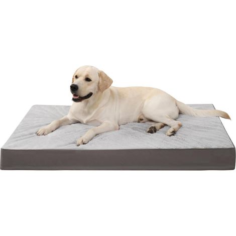 Lit orthopédique pour chien XXL 119x73cm Gris, lavable, réversible, mousse à œufs