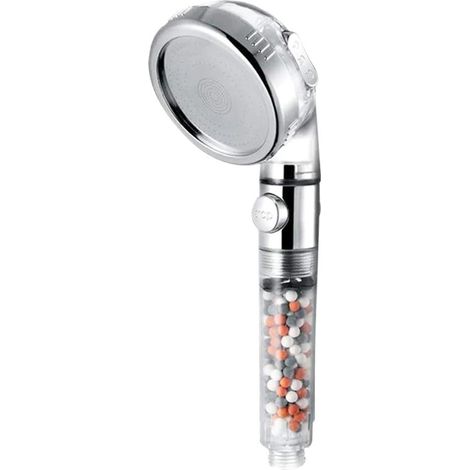Shower Head High Pressure Water Saving With On/Off Switch Stop Button Ionic Mineral Anion 3 Modes Handheld Bathroom Showerheads(Shower A) (1/4)