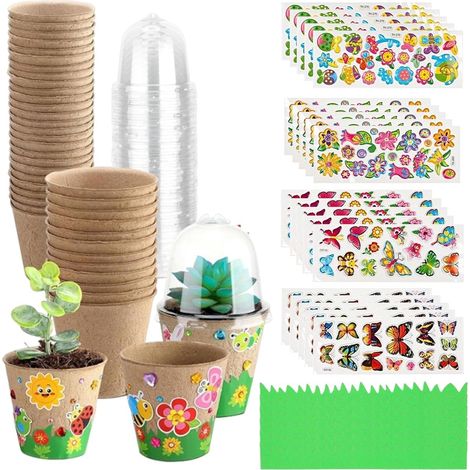 Blumengefäße Lustiges Papier-Pflanzgefäß-Handgefertigt 30 Stück Gartentöpfe mit Kuppeln und 20 Blatt Aufkleber Spaß am Pflanzen und Wachsen für Frühling, Schule, Drinnen Draußen (1/5)