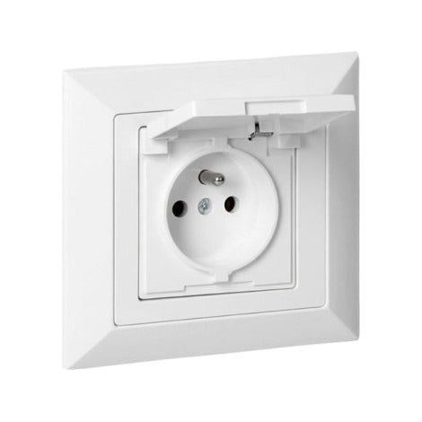 Prise Encastrée 2P+T 16A 250V avec Clapet - Blanc - SILAMP (1/2)