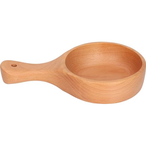 Bol en bois avec anse, idéal pour les salades, les fruits, les soupes, les en-cas, le riz et les céréales. Bois marron. (1/5)