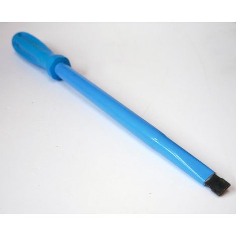 Tournevis plat 12x250mm isolé 1000V lame acier chromé manche bleu ATEX II pour vis tête fendue DERANCOURT