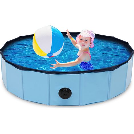 TolleTour Piscine pliable pour chiens en PVC antidérapante, baignoire pour animaux 80x20 cm, bleue (1/4)
