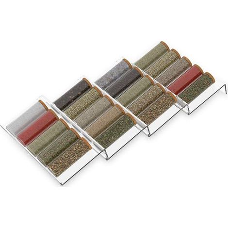 Ensemble de quatre pièces pour étagère à épices - étagère à épices - tiroir à épices - Étagère à épices en acrylique - Étagère multifonctionnelle - Transparent - Acrylique transparent (1/5)