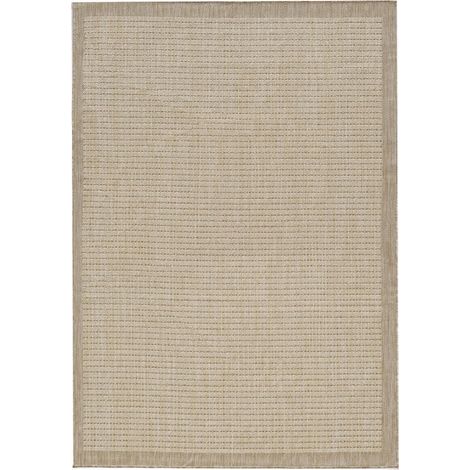 Tapis d'extérieur, Ayyildiz, Gizeh, 60 x 100 cm, polypropylène tissé, 3 mm, rectangulaire, certifié Oeko-Tex Standard 100, uni, tissage plat, pour intérieur et extérieur, beige (1/5)