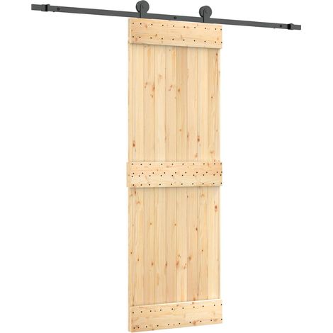 Schiebetür Natürlich und Schwarz 70 x 210 cm Massivkiefer vidaXL