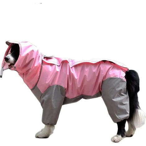 Manteau de pluie pour chien avec capuche amovible, veste imperméable ajustable à cordon pour extérieur, rose, taille 16 (1/5)