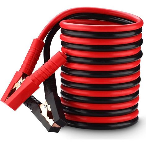 Câbles de démarrage booster avec pinces entièrement isolées en caoutchouc câble cuivre pur démarreur batterie urgence pour voiture camion 12V-24V 8.2 pieds