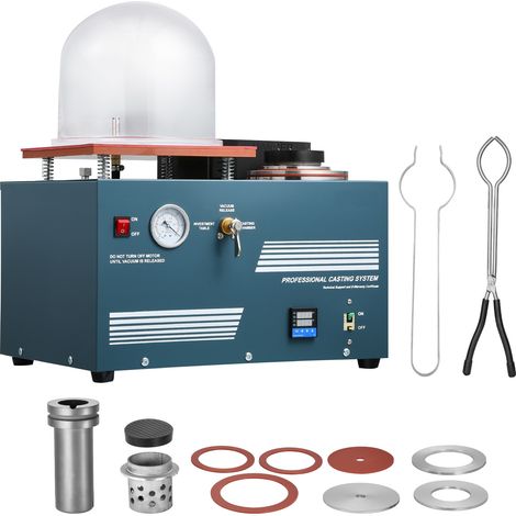 Mophorn Máquina de fundición al vacío con horno integrado, equipada con puerto para inyección de aceite y manómetro preciso. Ideal para fundir metales como joyas, chatarra, plata, oro y cobre.