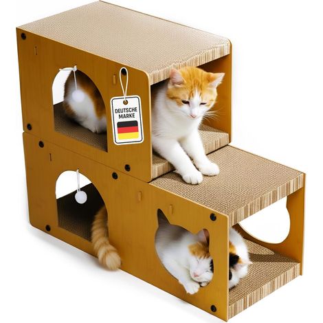 Roxlin Katzen Kratzmöbel – TV-Modell & Tunnel-Modell, Kratzhaus und Kratzbrett aus Karton (1/5)