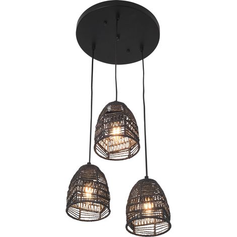 Lampada da terra 131 cm lampada a sospensione 3 x E14 nero 030010727