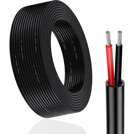 Câble Rond 2 Fils, 2 x 1,5 mm², 5M, Câble électrique Rouge/Noir, 12V/24V fil de cuivre étamé pour Le câblage des Feux arrière de remorque, L'automobile fil electrique, Equipement de Bateau (1/5)