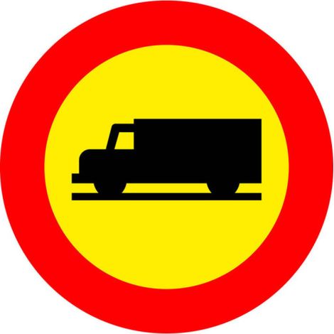 Señal reflectante de Entrada prohibida a vehículos destinados al transporte de mercancias SEKURECO                                                          60 cm (1/3)
