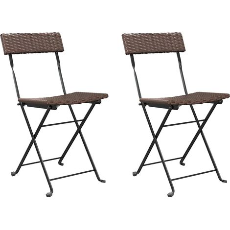 Maison Exclusive - Klappstühle, 2 Stück, braun, Polyrattan und St (1/5)