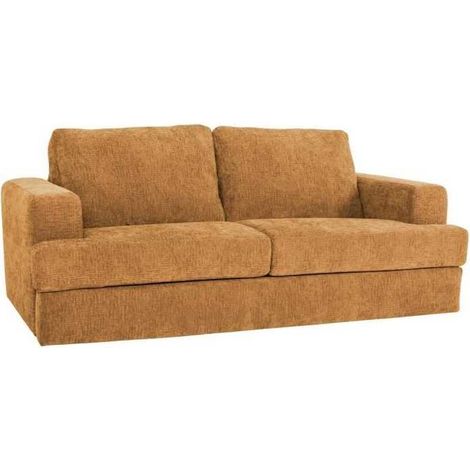 Canapé convertible express - 3 places - IGOR - Tissu gauffré - Ocre - Matelas 15 cm - 211 x 107 x 90 cm - DUNLOPILLO (1/5)