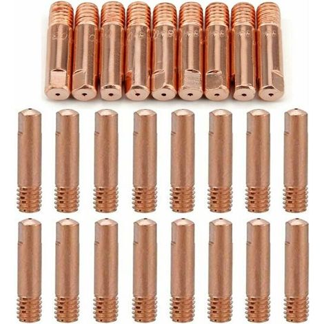 Reboot 40 pièces MB15 15AK buses de gaz buses de contact porte-buse 0,8/1,0 mm MIG/MAG consommables pour torche de soudage pointes de contact MIG machine de soudage MIG（20pc-0.8mm，20pcs-1.0mm）