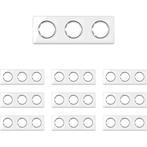 Plaque de finition Garda, en verre, horizontal, 3 postes (lot de 10) - blanc (1/2)