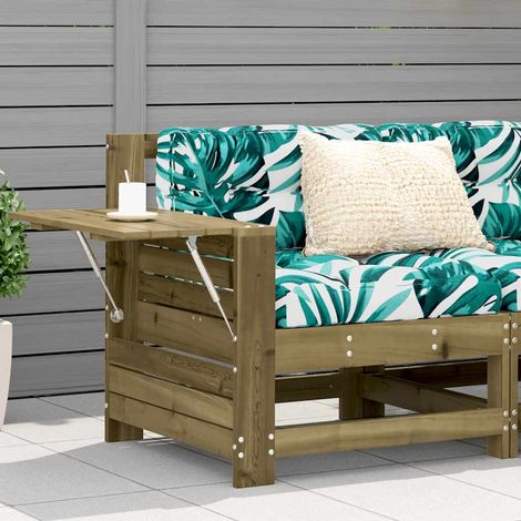 Canapé de jardin avec table d'appoint pliable en bois de pin imprégné 69 x 62 x 70,5 cm - PANGIVO (1/5)