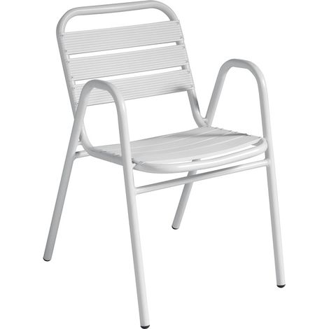 Set 4 Sedie Bar e Street Food in Alluminio con Braccioli Sedie Bar Impilabili color Bianco (1/3)
