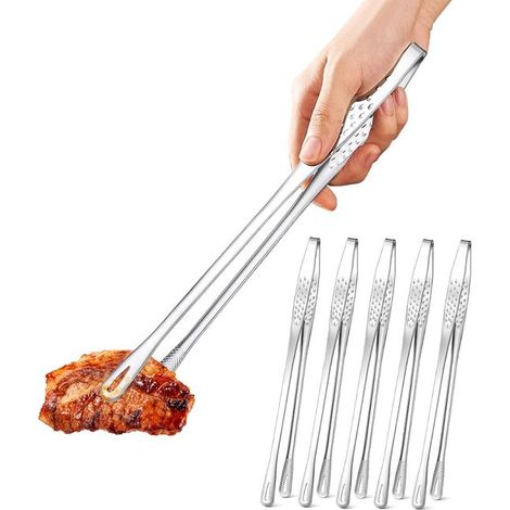 Grillzange – 6-teiliges Set – Edelstahl – Geeignet zum Kochen, Backen, für Salate und Eintöpfe – 24 cm (1/5)