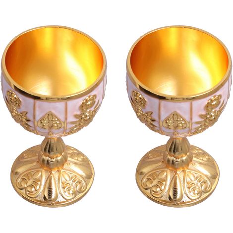 Lot de 2 gobelets de 30 ml, ornements rétro dorés de qualité européenne, parfaits pour la décoration de voyage ou la maison. (1/5)