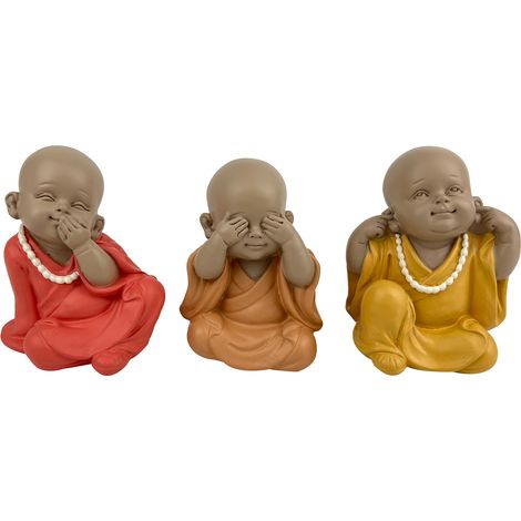 Signes Grimalt Figura De Buda Figuras  Monje No Ve-Oye-Habla 3U Budas Rojo 7x9x10cm 33914