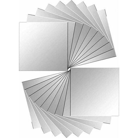 18 pièces miroir carreaux autocollant miroir autocollant miroir mural pour décoration murale argent 15 x 15 cm