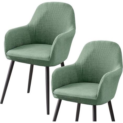 Fundas para sillas de comedor - Fundas universales para sillas de comedor - Fundas lavables con respaldo y reposabrazos (paquete de 2, verde) (1/5)