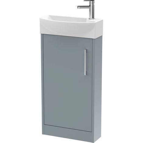 Winshill Contemporary 1 Door Left-Hand Floor Standing Cloakroom Vanity Unit with Basin, Grey, 440mm