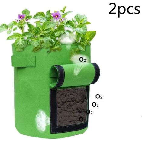 Pflanzsack für Kartoffeln, Gartensäcke mit Fenstern und Körben für Obst und Gemüse (2 Stück)