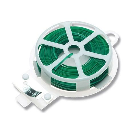Rotolo 50mt filo piatto verde da giardino + taglierino 88806 flo (1/2)