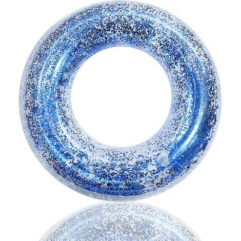 Bouée piscine gonflable 90/70 cm à paillettes, PVC épais, pour ado, enfant et adulte, idéale été plage et piscine. (1/4)