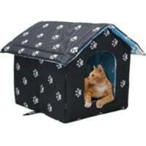 Niche Chat Extérieur Pliable Étanche 40x38x35 cm Maison Hiver pour Chats Sauvages et Errants (1/4)