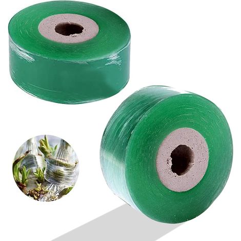 2 rotoli di nastro per innesti, nastro trasparente autoadesivo, pellicola per innesti per vivai, alberi, piantine e fiori (verde, 2 cm) (1/5)