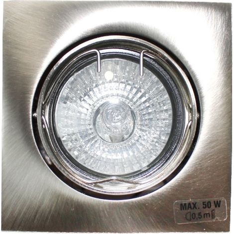 Spot encastré carré orientable GU10 50W, nickel