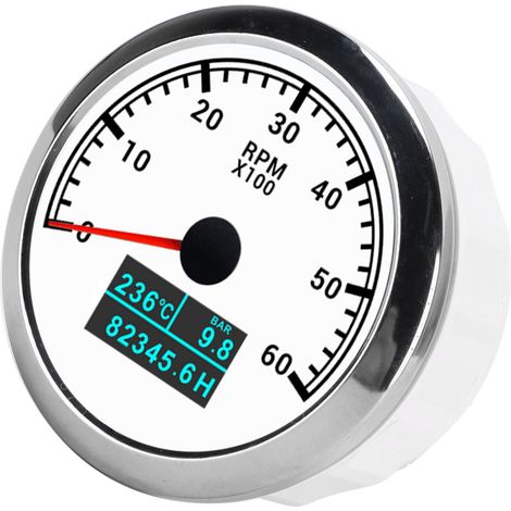 3-in-1-Kombigerät: Tachometer, Drehzahlmesser, Wassertemperaturanzeige, Öldruckanzeige, Betriebsstundenzähler, IP67 wasserdicht, für Auto, Boot, LKW, weißes Zifferblatt (1/5)