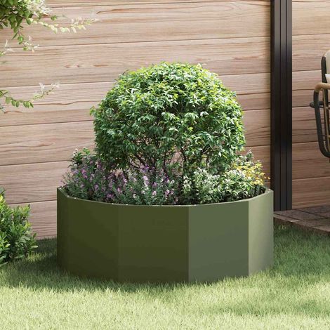 Pflanzkübel Olive Grün 90 x 90 x 35 cm Stahl