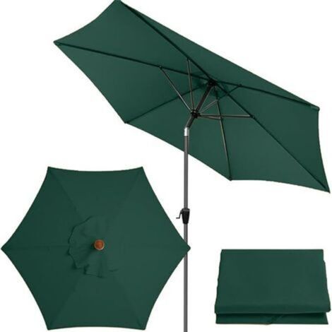 Toile de rechange pour parasol de jardin, adaptée aux tables et chaises d'extérieur (toile uniquement), vert foncé 3 mètres 6 baleines (1/5)