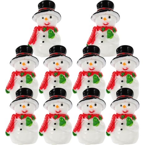 10 miniatures bonhomme de neige en résine pour décorations de Noël, maison, jardin, fête, bricolage et cadeaux. (1/5)