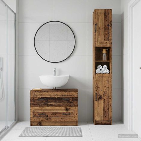 vidaXL 2 Piece Bathroom Cabinet Set UTRECHT Old Wood Engineered Wood (1/5)