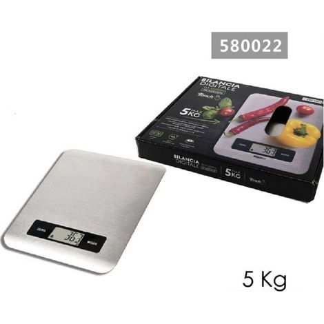Trade Shop - Digitale Küchenwaage mit Touch-Funktion aus Stahl, maximale Tragkraft 5 kg, LCD-Display, 580022 - (1/3)