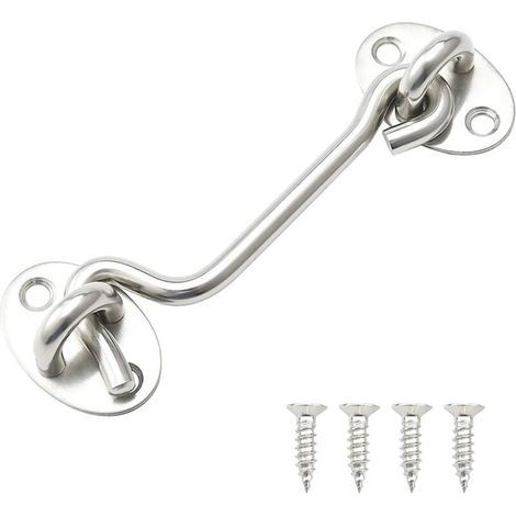 Crochet de cabine en acier inoxydable 100 mm avec entretoise silencieuse et support de fenêtre pour serrures de porte, argent (1/5)